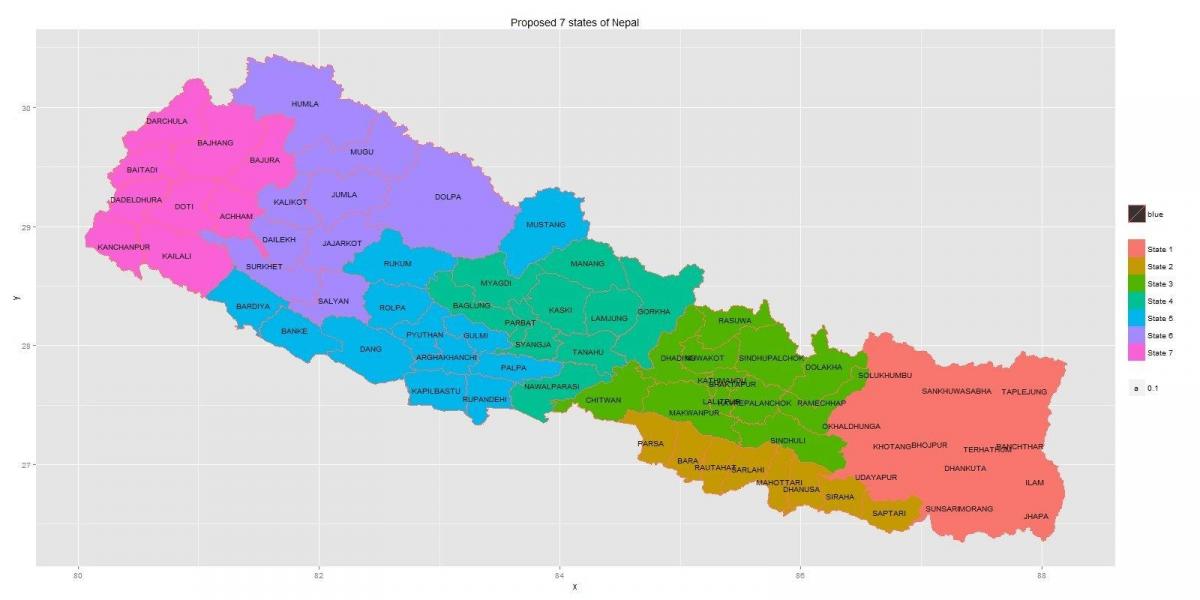 noua harta din nepal cu 7 de stat