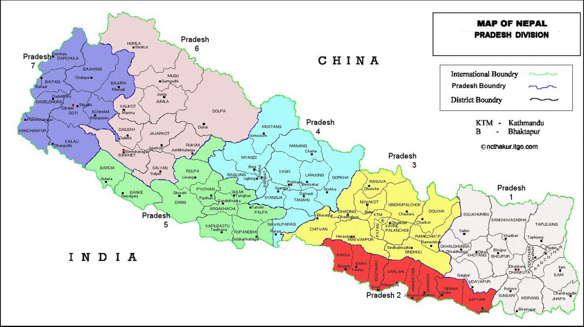 7 pradesh nepal hartă