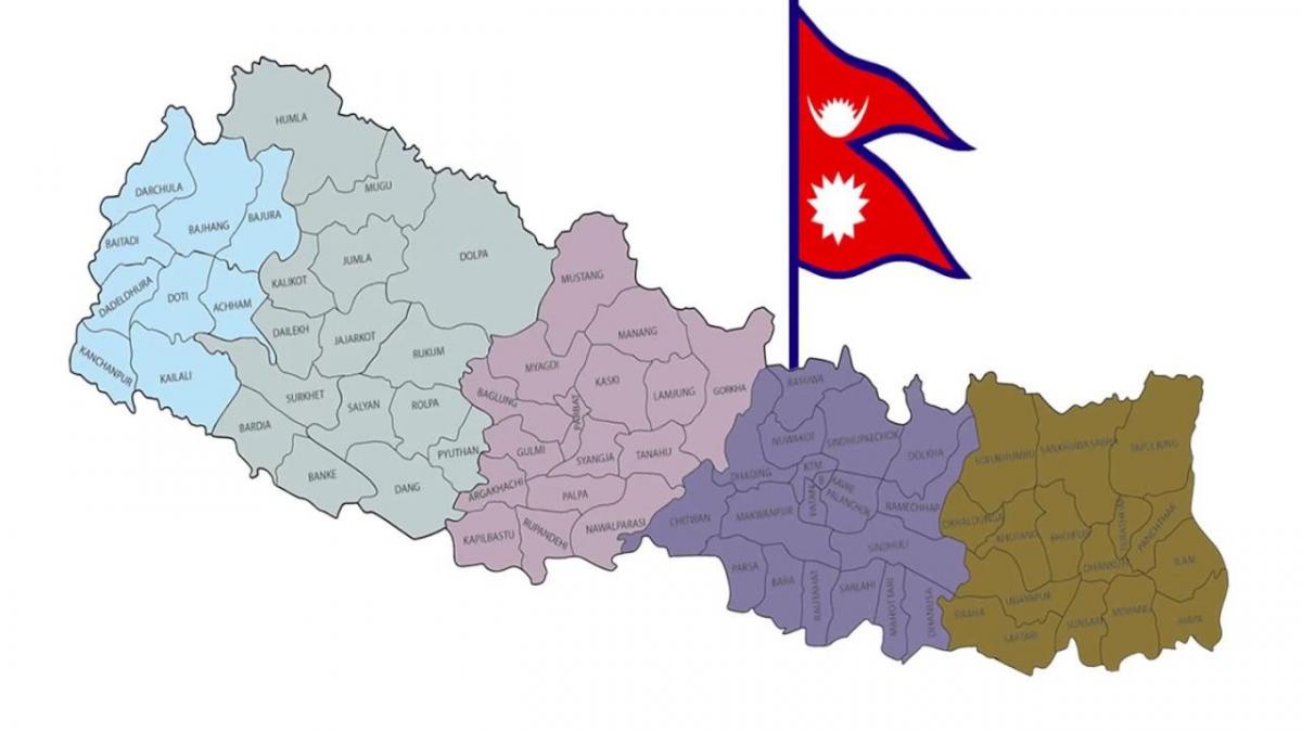 Harta nepal cu steagul