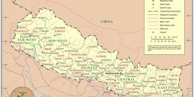 India, nepal de frontieră rutiere hartă