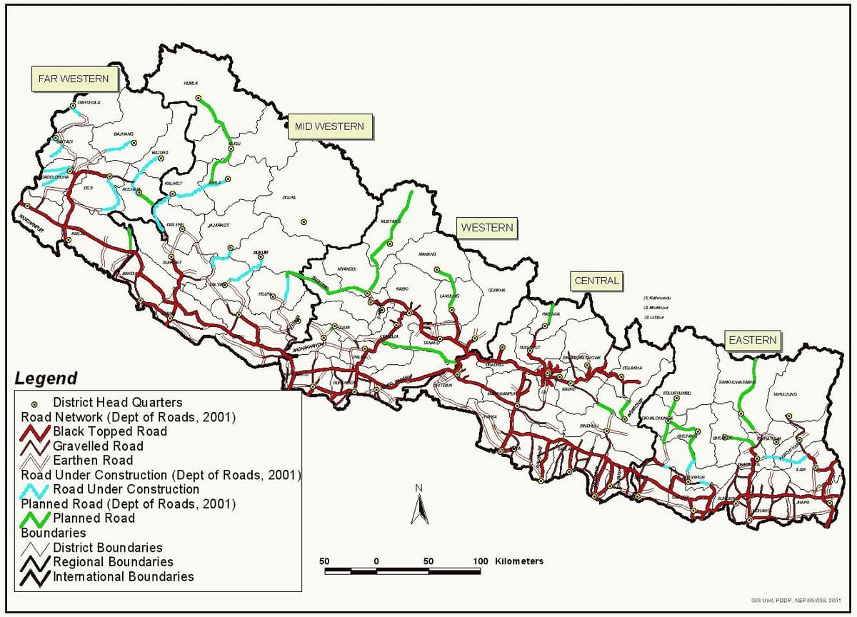 nepal harta cu autostrada
