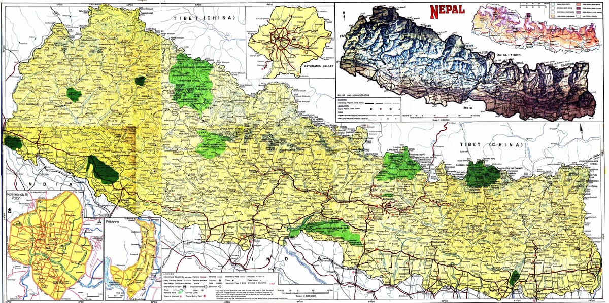rutiere hartă din nepal cu distanța