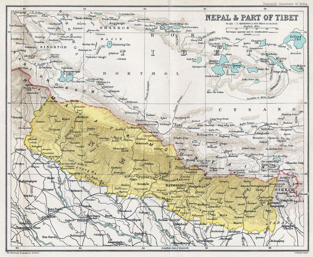 foarte veche hartă din nepal