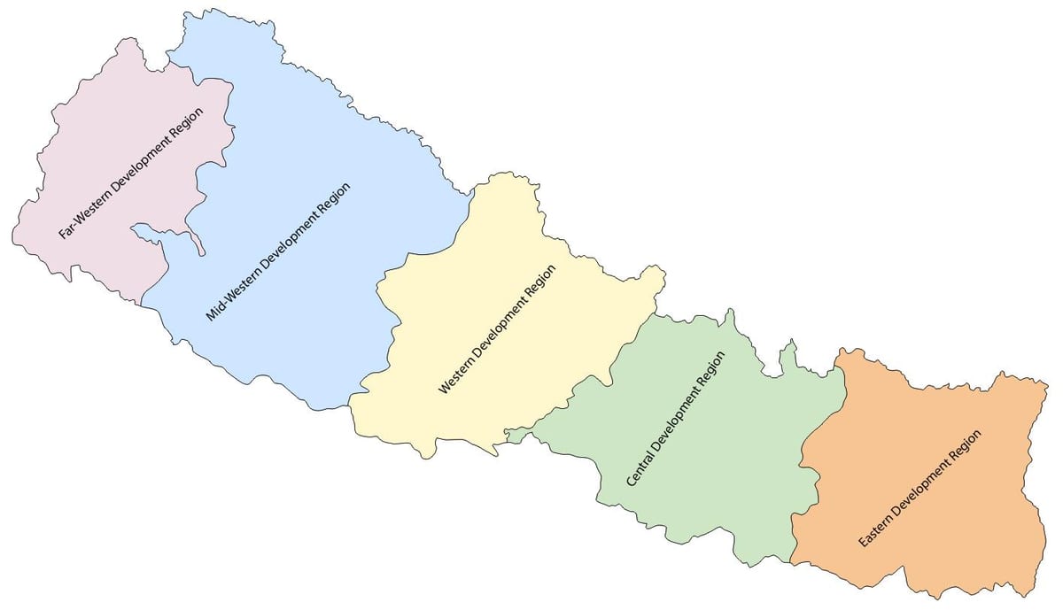 harta nepal cu regiunea de dezvoltare