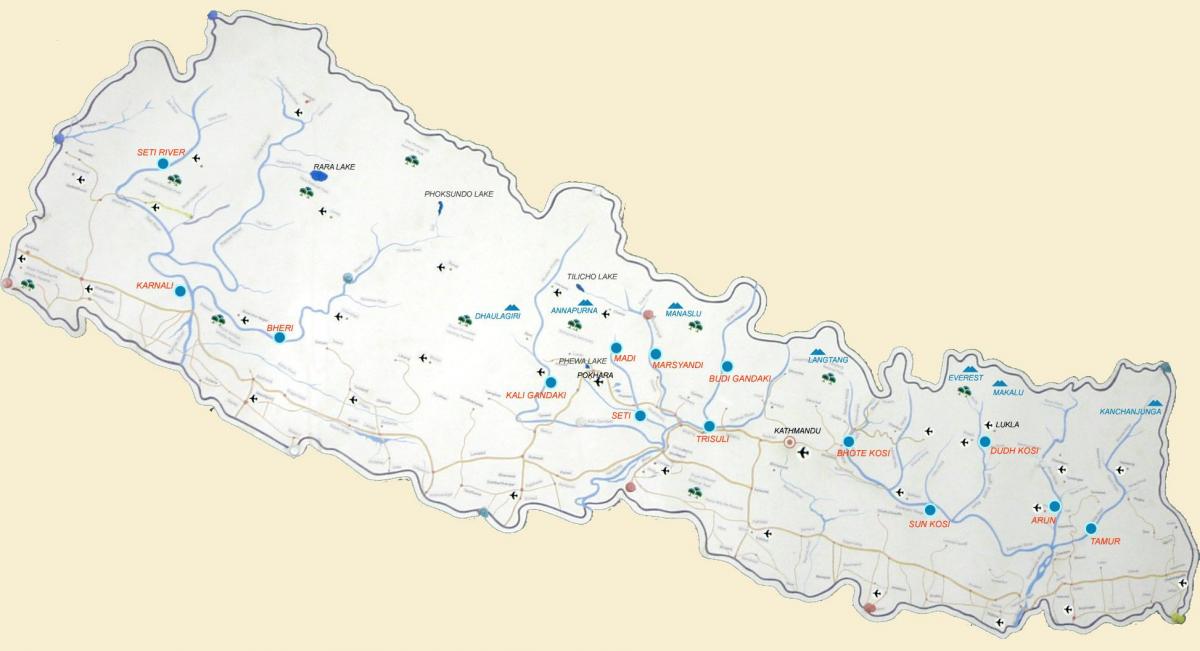 harta nepal arată râuri