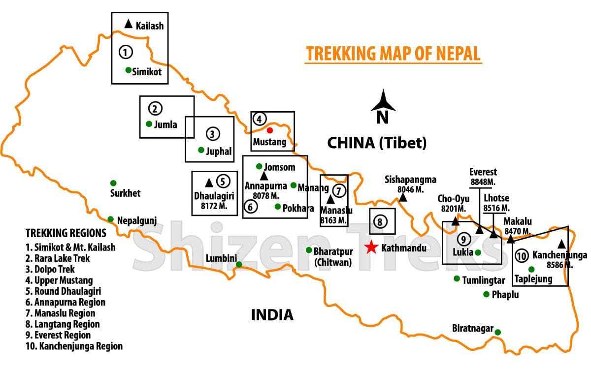 nepal trek hartă