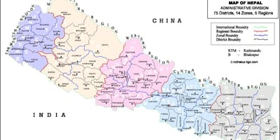 Harta nepal, cu 75 de cartier