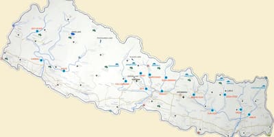 Harta nepal cu lacuri