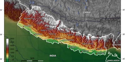 Hartă topografică din nepal