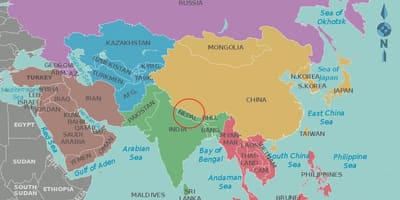Harta nepal și țările din jur