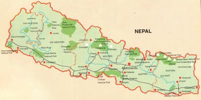 Nepal hartă turistică gratuit